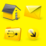 Email Home 文件夹 MP3 音乐符号黄色图标