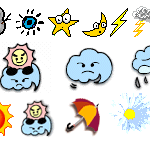 太阳 云朵 雨伞天气系列gif图片